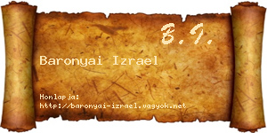 Baronyai Izrael névjegykártya